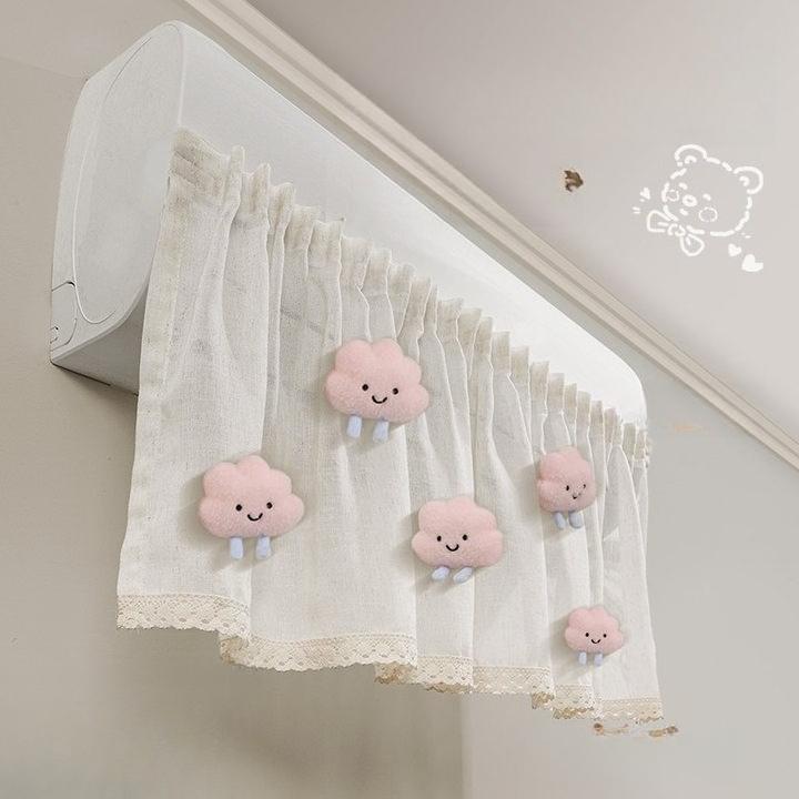 1Pc  Cute Plush Doll Deco Windbreak Curtain for Air Conditioner Summer Cover Prevent Direct Blowing Cloth Bedroom Decoration