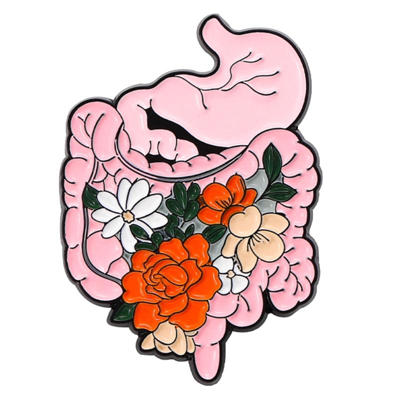 Floral Organ Enamel Pins Brain Lung Intestines Stomach Brooches Lapel Badges Cartoon Plant Jewelry Gift for Kids Friends