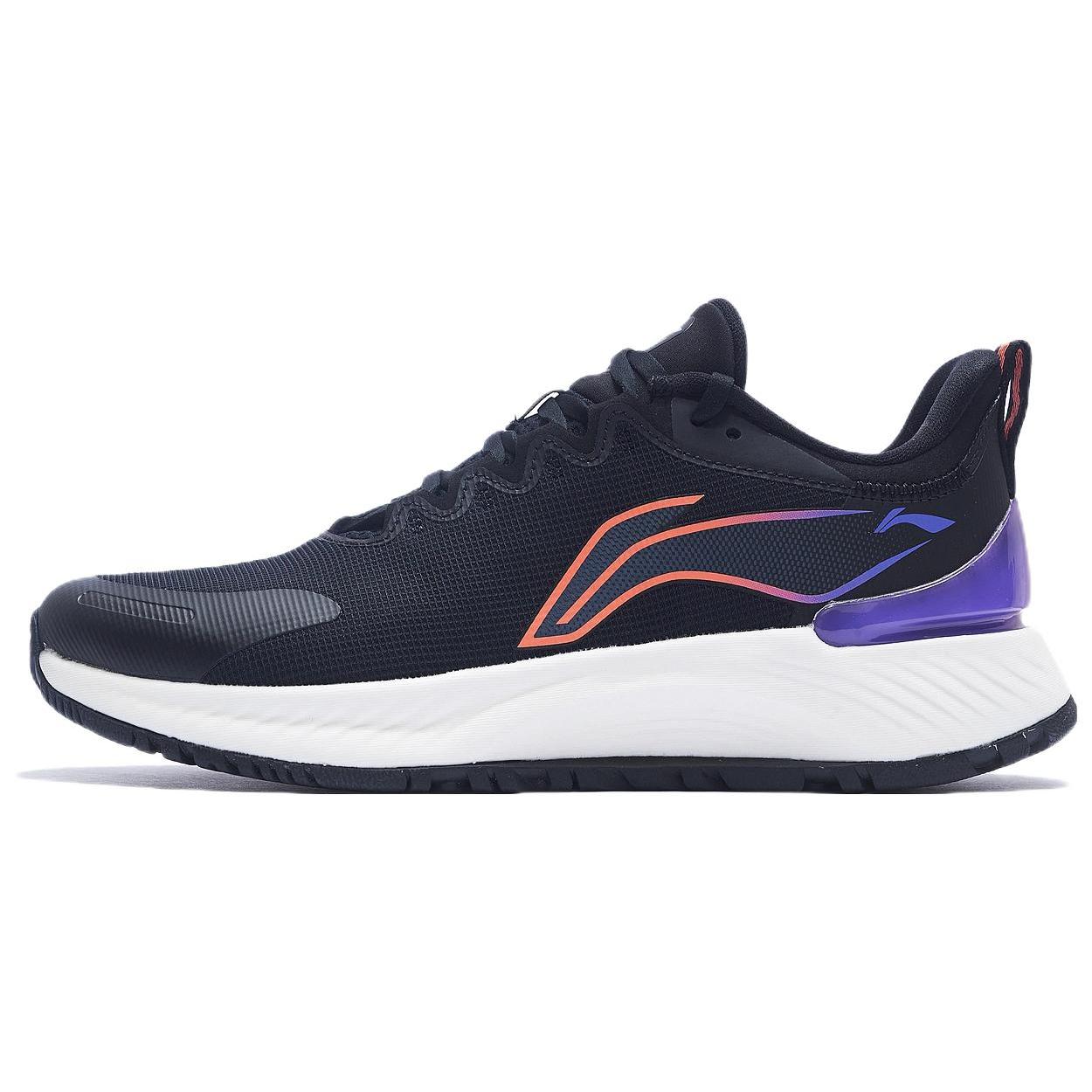 

new LINING YueYing Element Running Shoes Men Low Top Black/Neon Soft Orange/Purple 39.5
