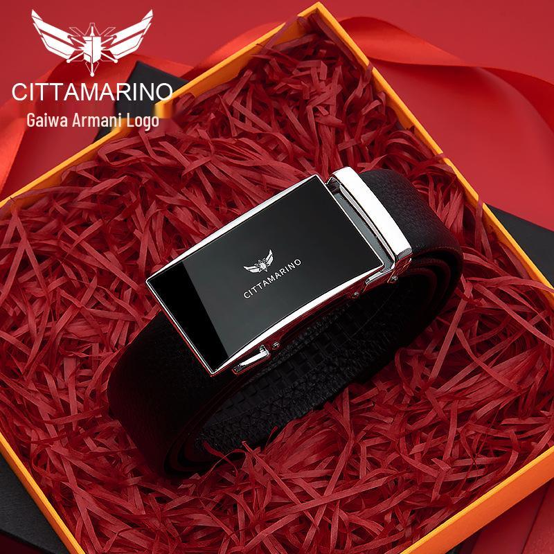 

Оригинальный мужской кожаный ремень Armani с автоматической пряжкой - Кожа коровьей шкуры высшего слоя, Бизнес-кэжуал 115 cm