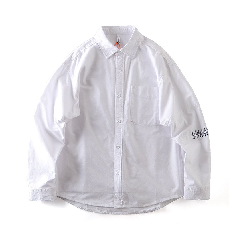 Japanese Retro Pure Cotton Oxford Shirt Men s Long-Sleeve Autumn and Winter Style Export Quality All-Cotton Casual Shirt Jacket White L