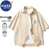 NASA MARVEL Men's Suede Casual Short-Sleeve Shirt