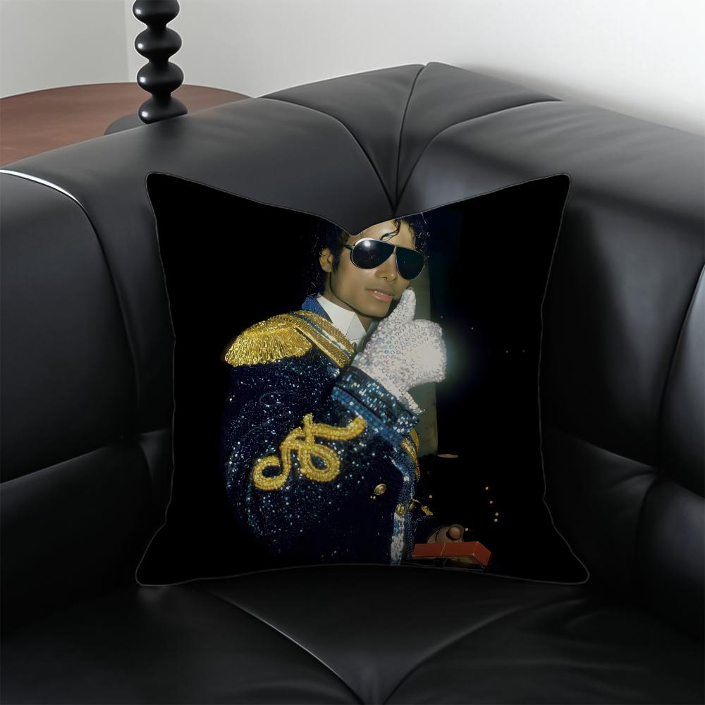 M-Michael Jackson Pop King Cushion Cover Pillow Case Anti-Dustmite Invisible Zipper Silky Plush Cushion
