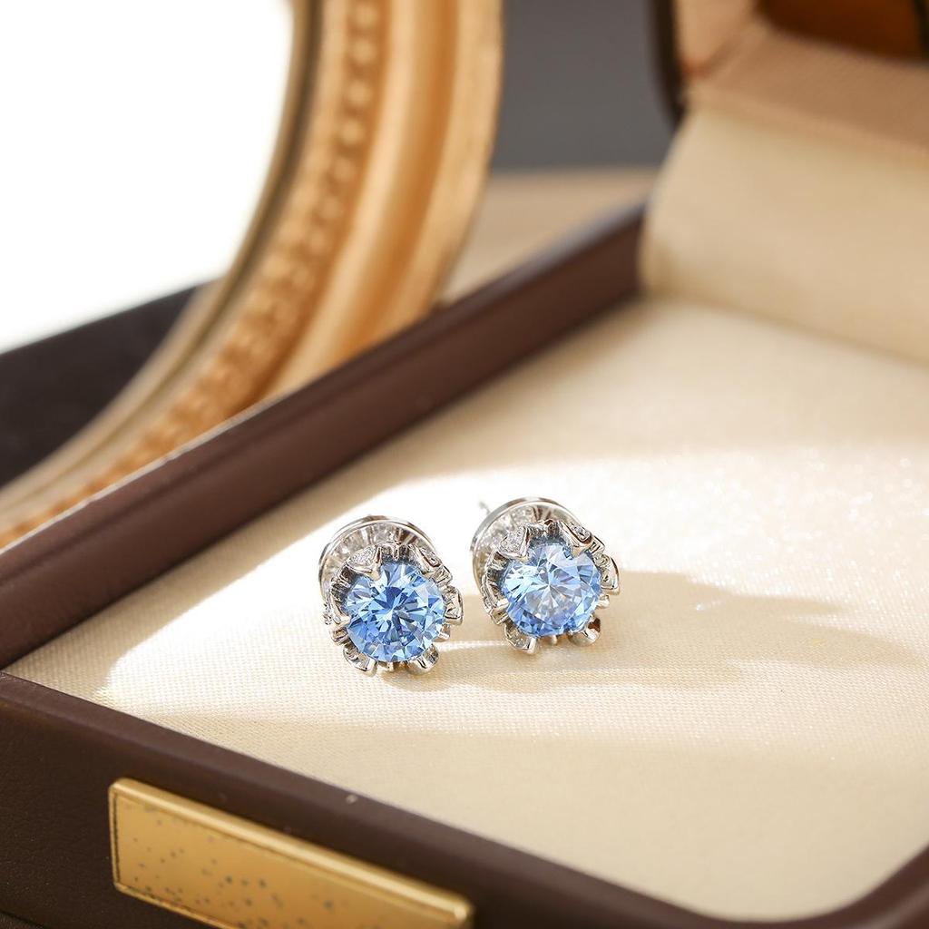 Trendy Blue Tear Stud Earrings: Elegant, High-End, Versatile, and Ultra-Shiny for a Luxurious Look