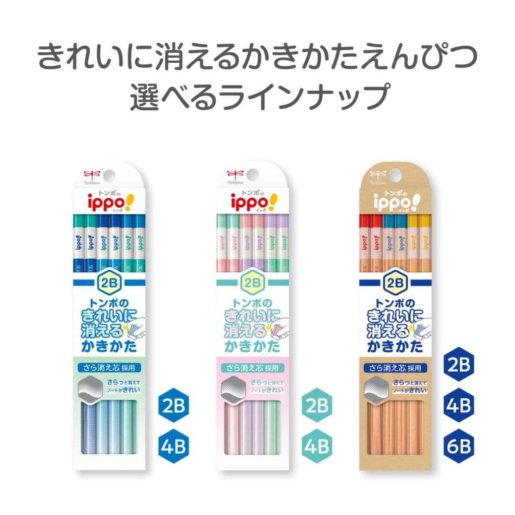 Tombow Pencil 2B Erasable Writing Pencils Erasing 1 Dozen Pink (Smooth Lead) KB-KSKW01-2B
