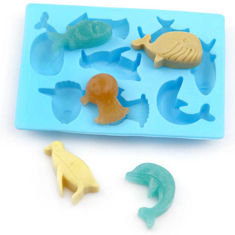 Under The Sea Chocolate Mold Carp Fish Soap Silicone Mould Marine Animal Ice Cube Tray Whale Dolphin Penguin Candy Gummy Tools