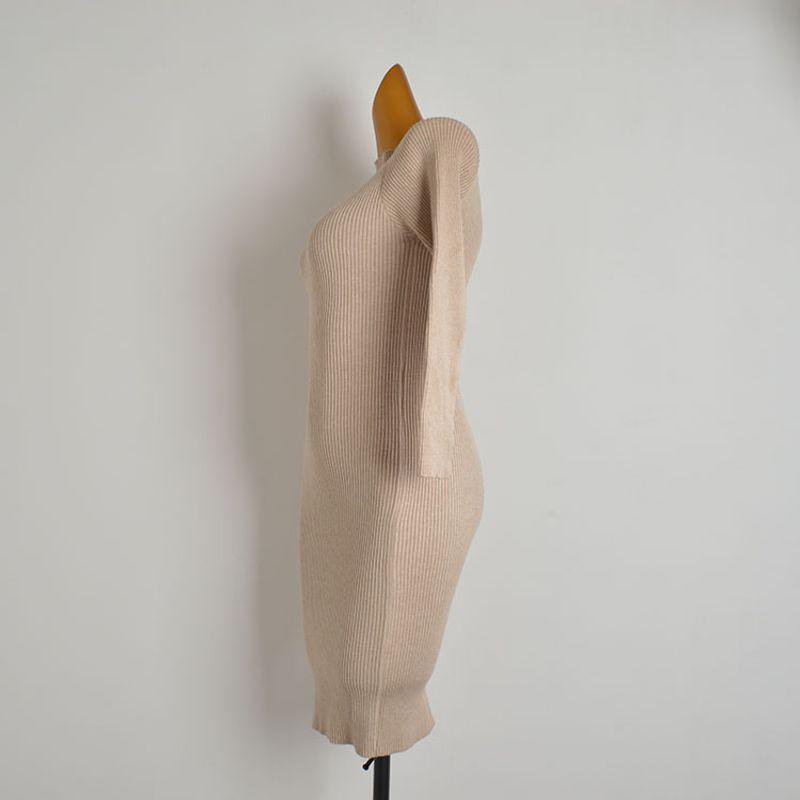 Fall and Winter New Arrival Cut Label Half-High Collar Long Sleeves Knitting Dress Female Skinny Inner Match Bottoming Mid-Length Hip Skirt