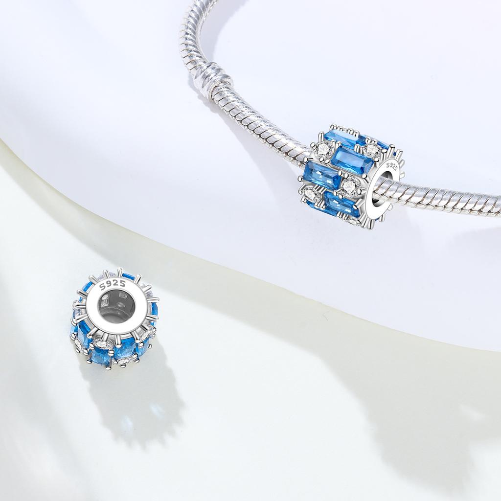 Copper Dreamy Blue Zircon Beads Original Pendants Bracelet Charm Jewelry Party Diy Trendy Gifts