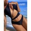 Sexy Hollow Out Drawstring Solid One Piece Swimsuit For Women