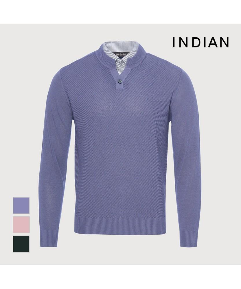 INDIAN Solid Double Collar Knit_Miebp6Sc401
