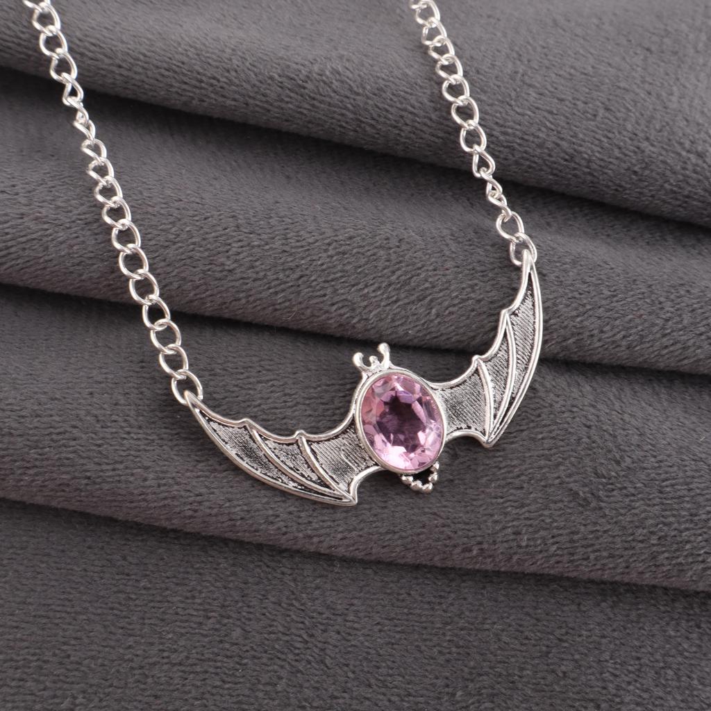 Morganite Pendant, Handmade Gemstone 925 Solid Sterling Silver Pendant Antique Jewelry, For Engagement Gift