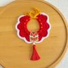 Handmade Cat Dog Scarves Lightweight Chinese Style New Year Cat Bow Tie Embroidery Pattern Red Tassels Knitted Pet Collar