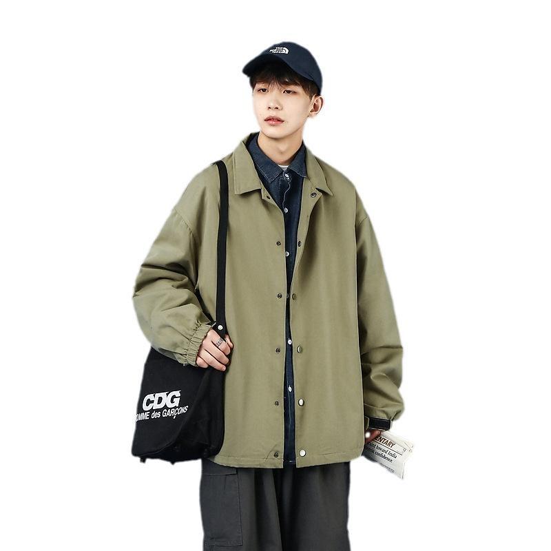 Coach Jacket Men's Spring Casual Versatile Autumn Clothing Solid Color Coat Fat Large Size Baseball Jersey Korean Version Top Men