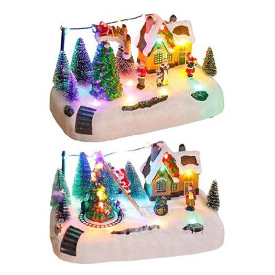 Resin Christmas Music Box With Duals Light Sound Functions Easy To Display Desktop Decoration Party Supplies