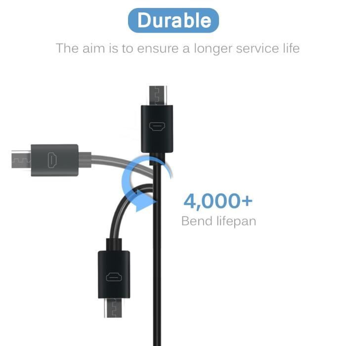 1M Câble Micro Usb Pour Android - Noir