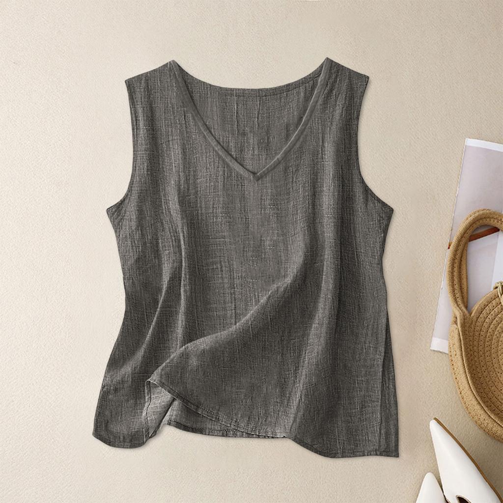 Women's Color Cotton And Linen Camisole Loose Inner Sleeveless Versatile Bottoming Top