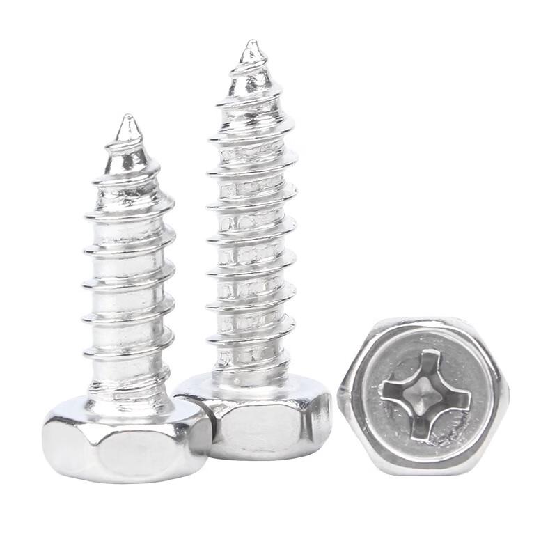 GUWANJI 304 Stainless Steel Cross Recessed Hex Head Self-Tapping Wood Screws