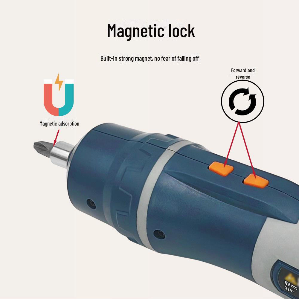 Conjunto de Chave de Fenda Elétrica Portátil 6V com Cabo Reto