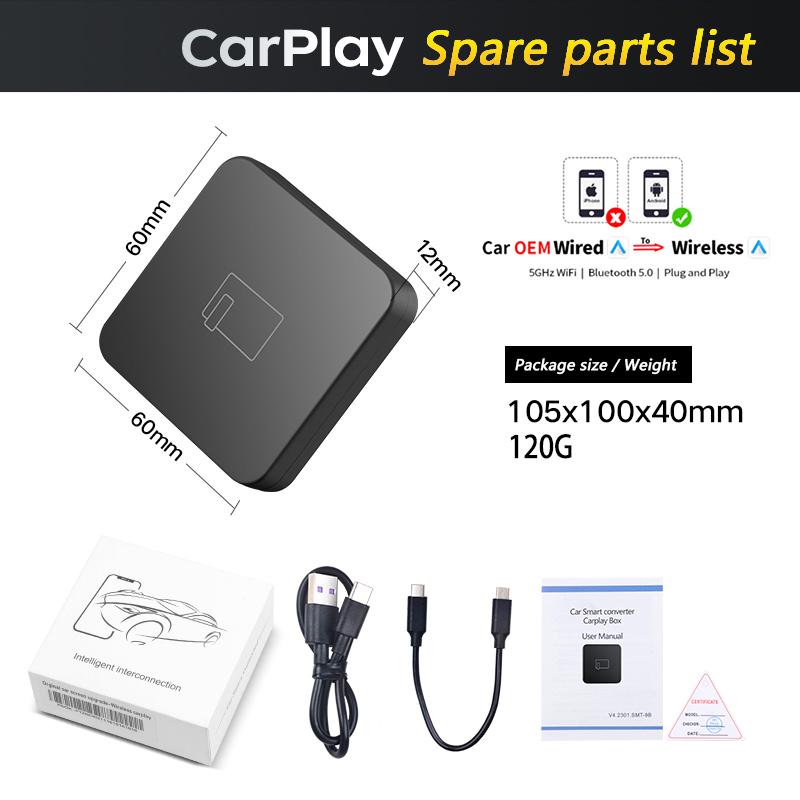 

5G Bluetooth проводной к беспроводной Carplay для Apple Android AUTO AI Box Nissan Camry Mercedes Toyota Mazda Citroen A-udi Land Rover Android