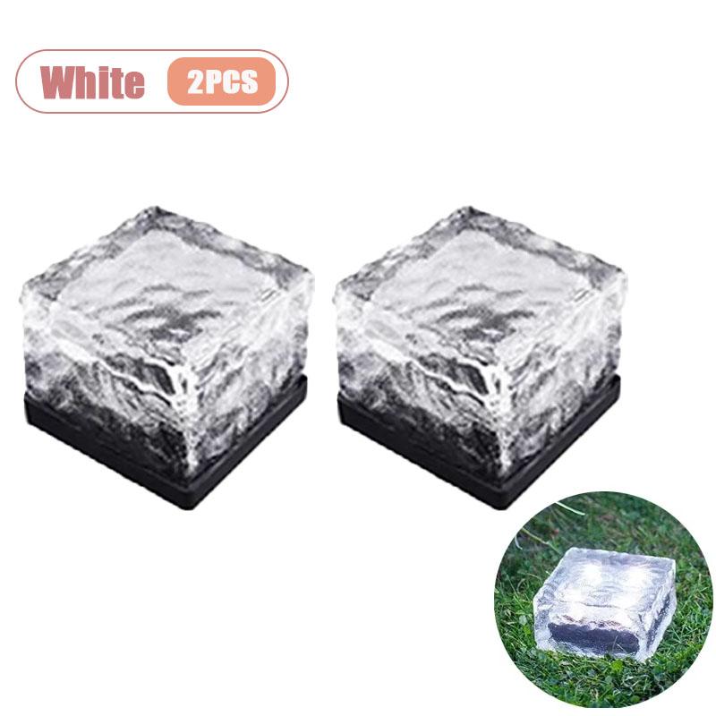 1-8PCS Solar Ice Cube Lights Glass Brick Landscape Lamps Square Glass Outdoor Pathway Garden Yard Decor Illumination