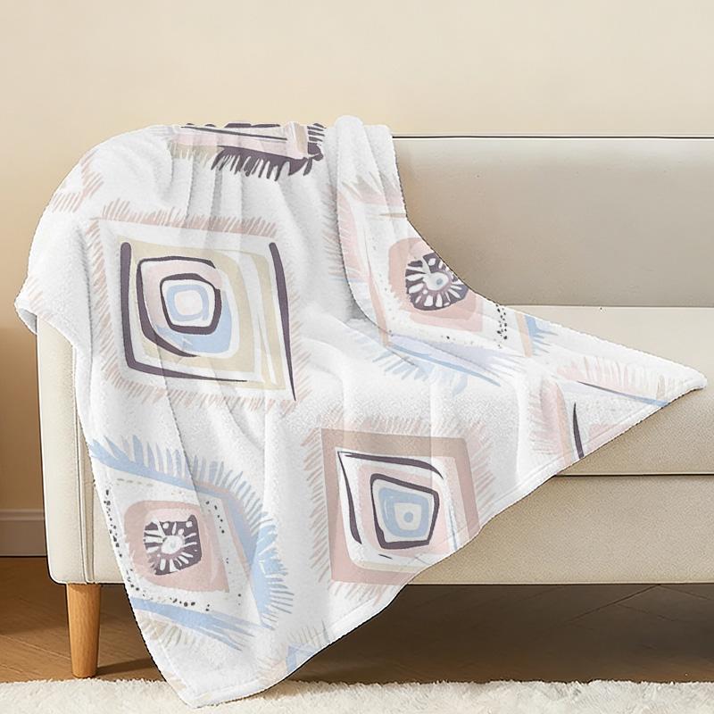 Geometric No-Shed Flannel Blanket Soft Warm Multi-Use Throw for Home, Couch, Bed, Nap, Christmas & Halloween