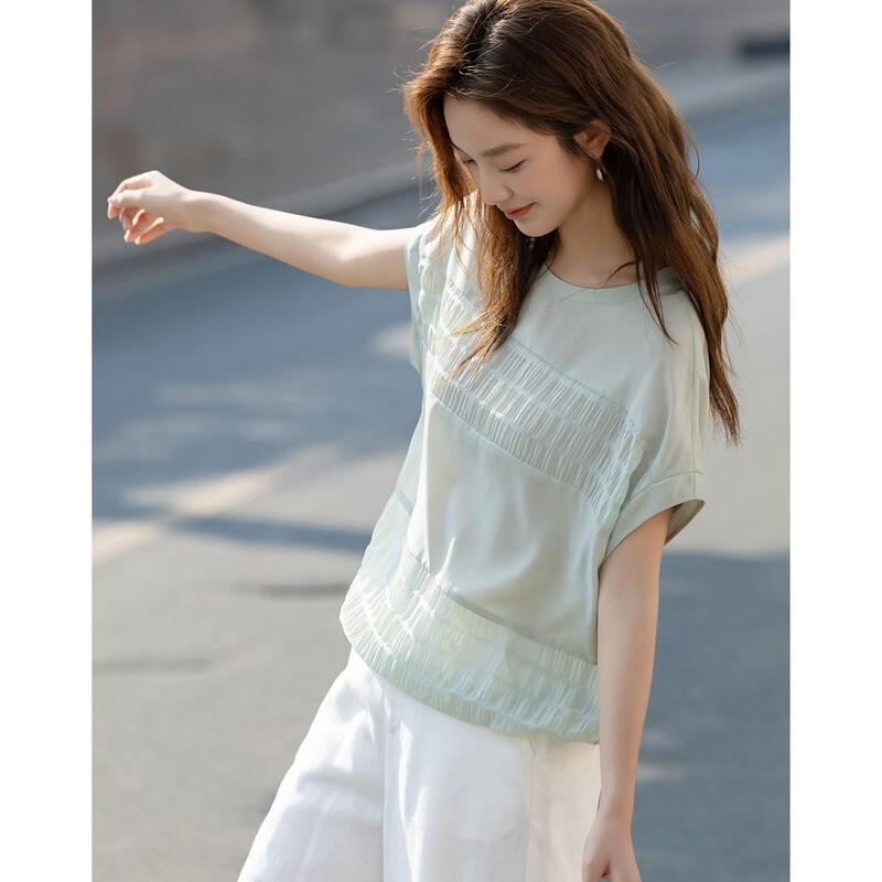 

Demana Senyangpaopao Summer Patchwork Round Neck Dolman Sleeve Blouse L