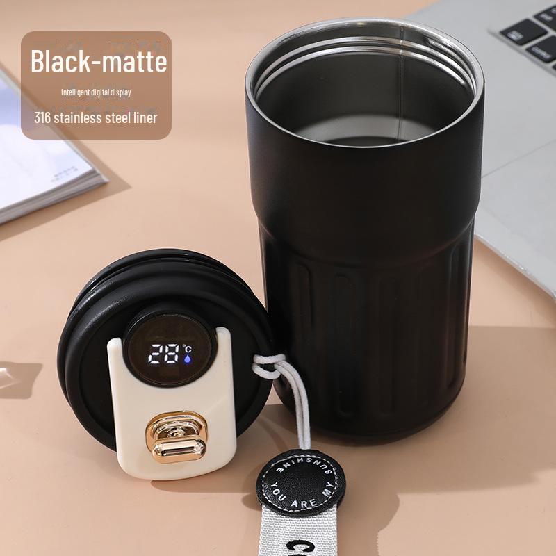 

Симпатичная портативная термокружка с интеллектуальным дисплеем температуры – дорожная кружка из нержавеющей стали 316 с веревкой для переноски 450ml