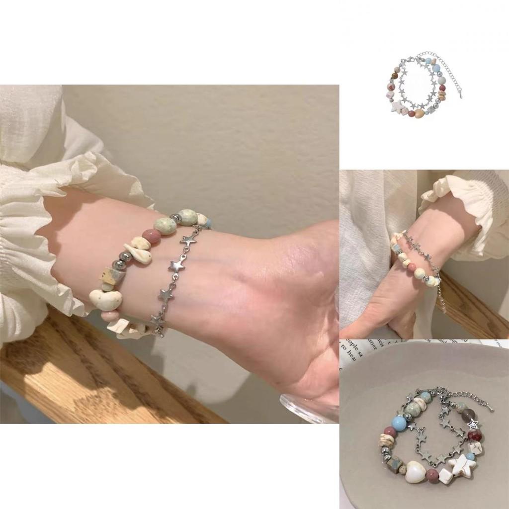 Chic Double Layer Beaded Bracelet For Women Unique Star Design Jewelry