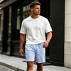 Herrshorts, Casual, Randiga, Linne, Elastisk Midja, Dragsko, Sommar, Strandshorts, Med Fickor, Lös Passform, Bomullslinne Shorts