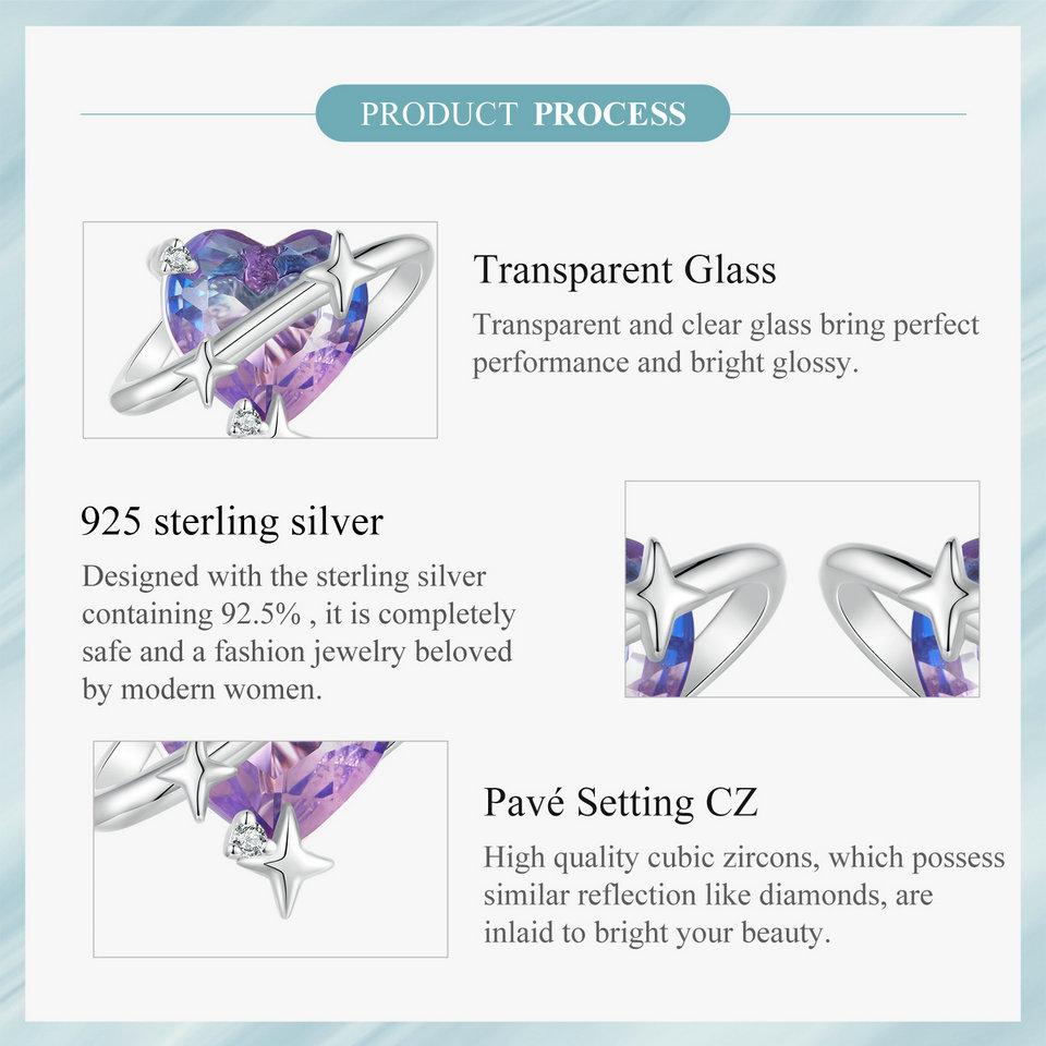 BAMOER 925 Sterlingové stříbro Gradientní hvězdné puzetové náušnice Romantické náušnice lásky pro ženy Dívčí dárek Jemné šperky Každodenní nošení