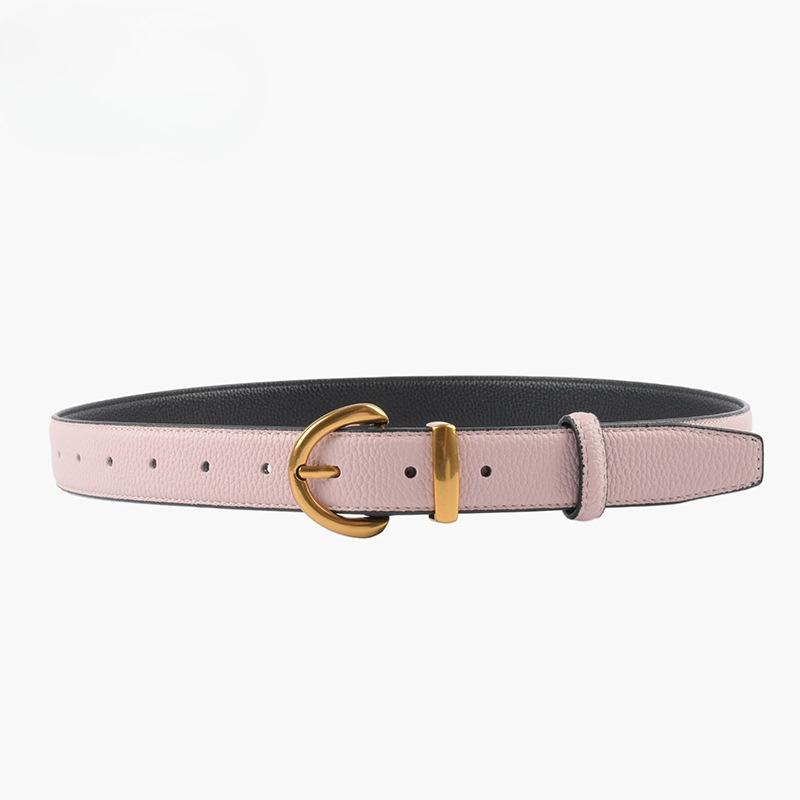 Lychee Pattern Head Layer Cowhide Genuine Leather Women's Belt Versatile Retro Belt with Jeans Casual Trousers Women