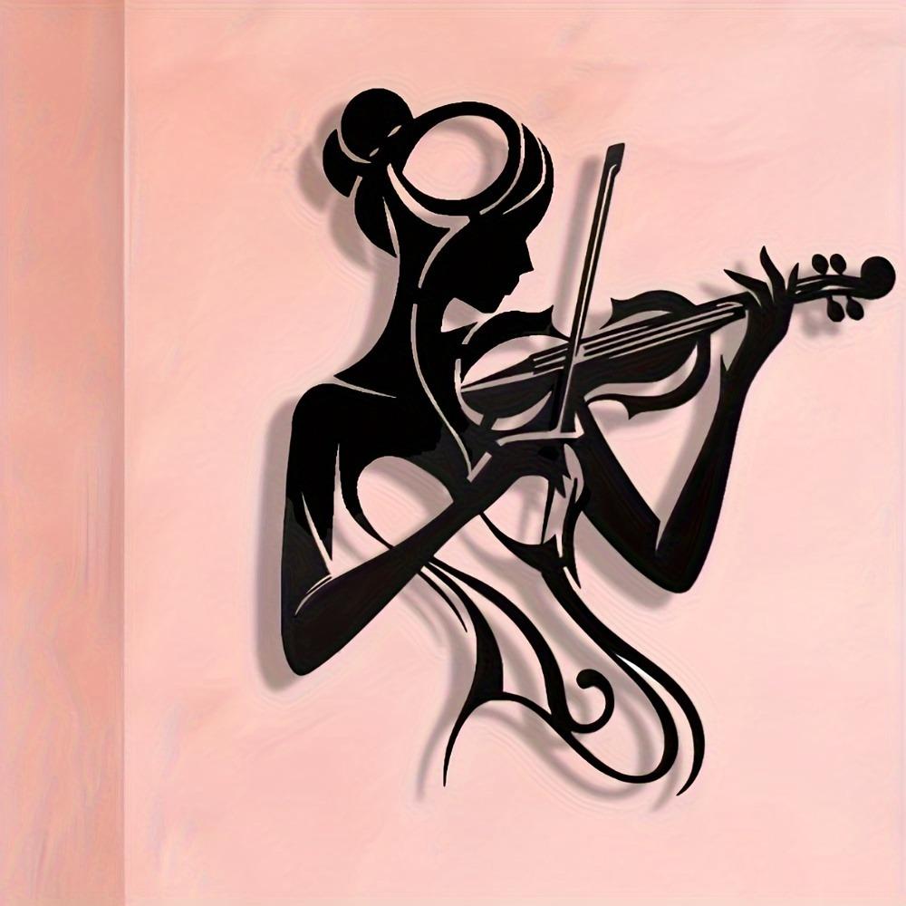 Elegant Violinist Metal Wall Art, Modern Craft Home Decor, Removable for Living Room Office Patio Cafe, Gift