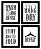 Inkdotpot 4 Piece Laundry Poster for Laundry Room Decor Wash Dry Fold Repeat , Laundry Room Posters Wall Art