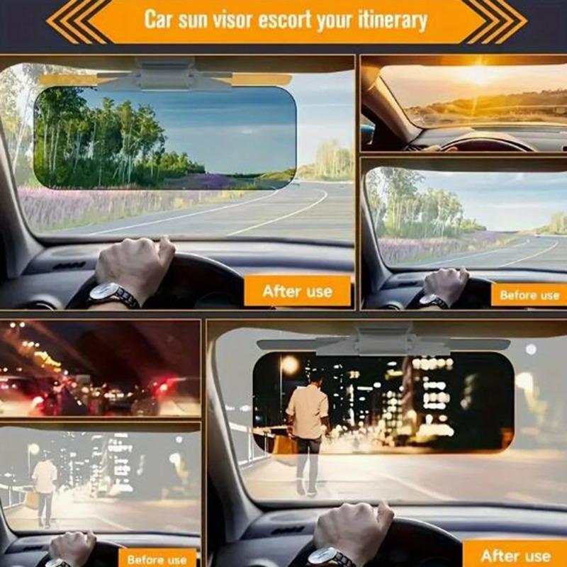 Car Sun Visor Goggle Clip-on Car Day and Night Anti-UV Anti-Dazzle Sun Block Sunshade Rotatable Clear Driving Mirror