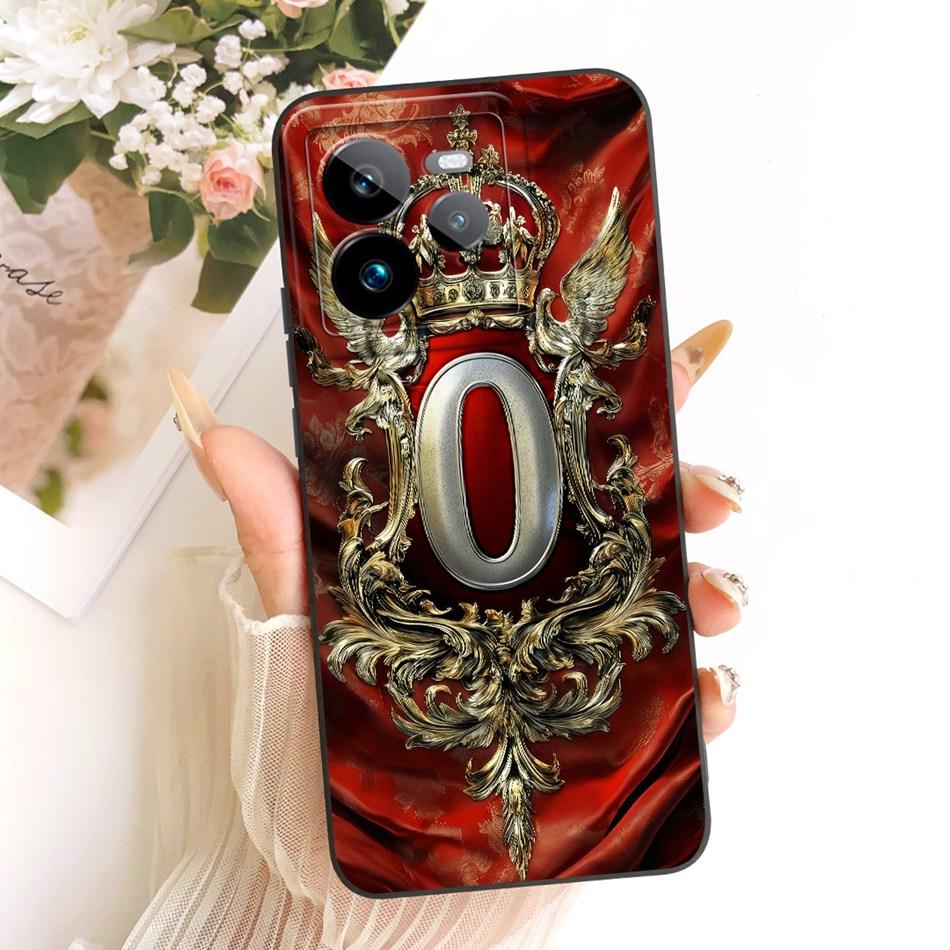 For Realme GT 7 Pro Feather Crown Initial Letter Phone Case For Realme GT7 Pro RMX5010 Soft Silicone Covers Bumpers