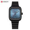 CURREN Simple Business Square Quartz Watches Casual Stainless Steel Bracelet Wristwatch with Auto Date for Men