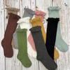 Ruffle Kids Knee High Socks Baby Girls Toddlers Long Soft Cotton Sock Lace Flower Children School Uniform Socks For 0-8Years