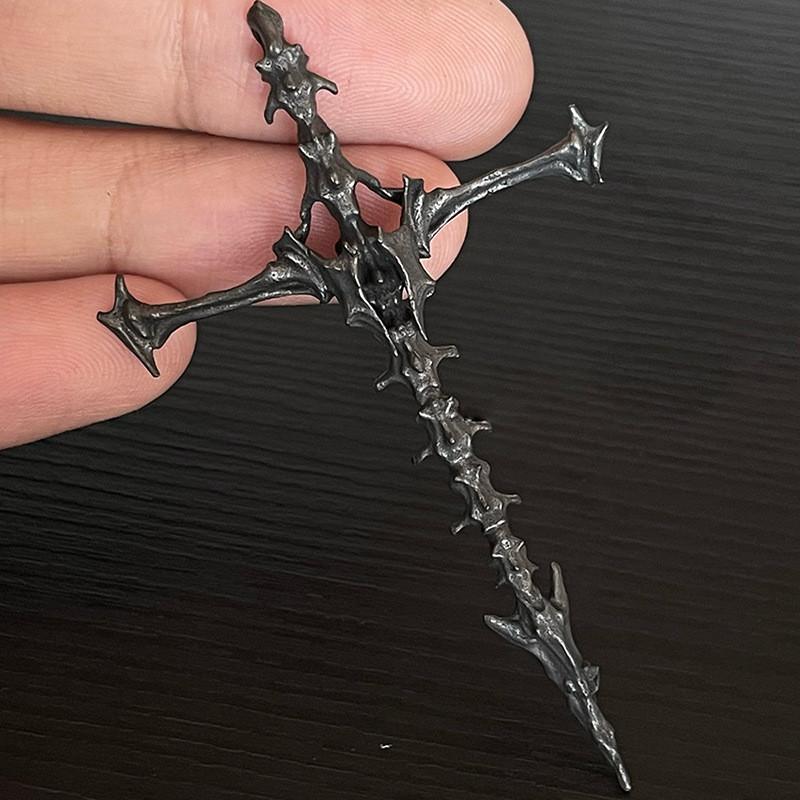 Unique Gothic Black Cross Skeleton Pendant Necklace Stylish Alloy Jewelry For Trendy Men And Women