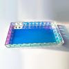Acryl Rechteck Dekotablett Schmuck Parfüm Make-up Aufbewahrungsorganizer Regenbogenfarbe Serviertablett Badezimmerzubehör