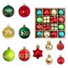 44pcs Christmas Tree Ornament Plastic Ball Decorations For DIY Crafts And Painted Designed Boxes Pendant