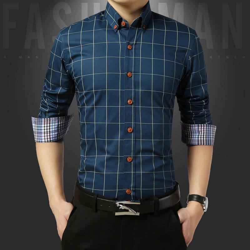 

Men s Plus Size Long Sleeve Shirt Breathable Plaid Shirt Business Casual Shirt 5XL зелений