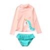 Baby Toddler Girls Rashguard Two Pieces Swimsuit Set Long Sleeve Mermaid Bathing Suits Bikini Bottoms Sun Protection Swimwear 1-10T