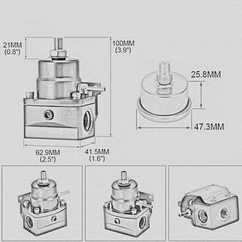 Universal Adjustable Fuel Pressure Regulator Guage Kit Oil Line 100PSI Guage Fpr AN6 Oil Hose Fitting EFI Engine Parts