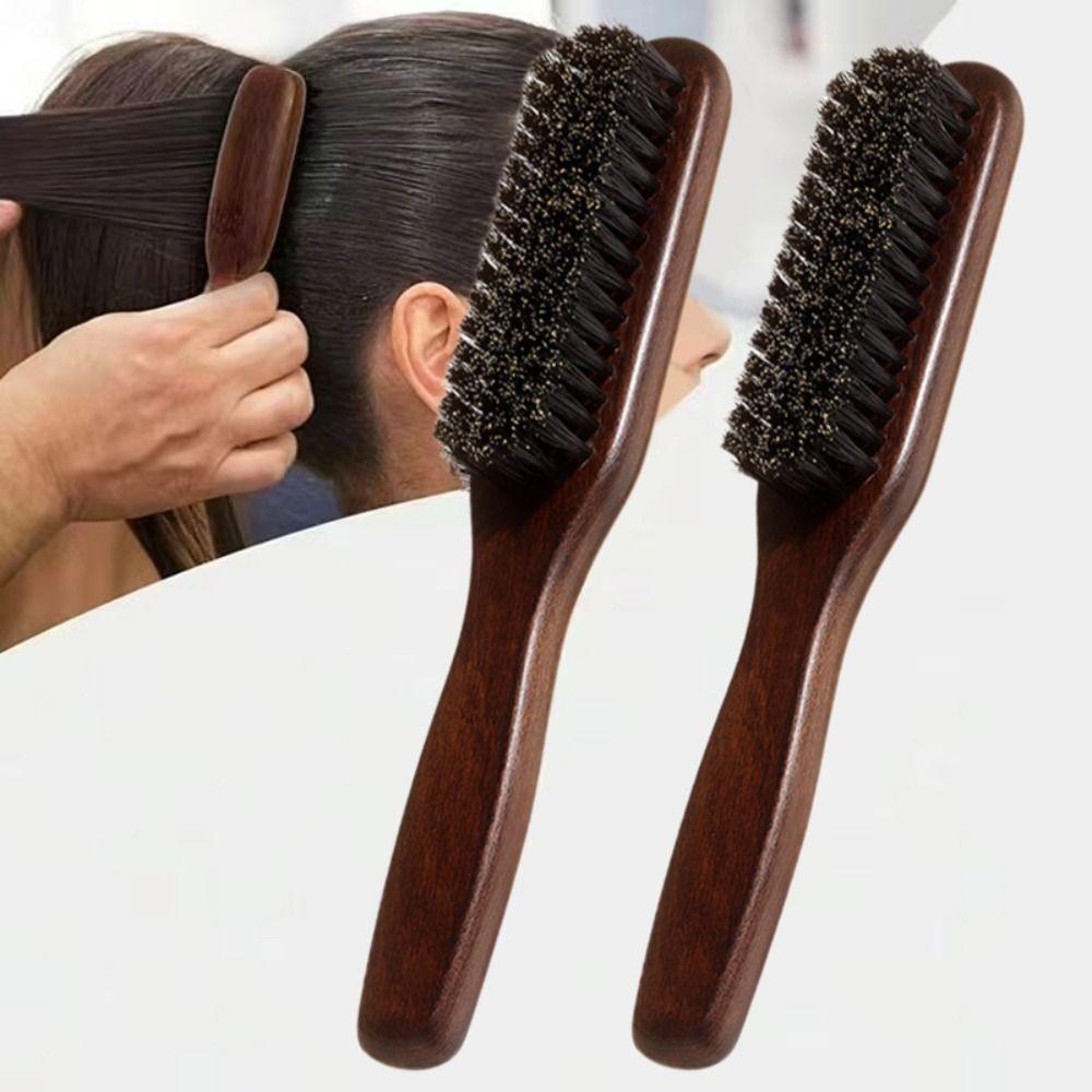New Brown Boar Bristle Hair Brush Fragrance-free Professional Barber Styling Tool Bristle Brush for Thick Fine Hair