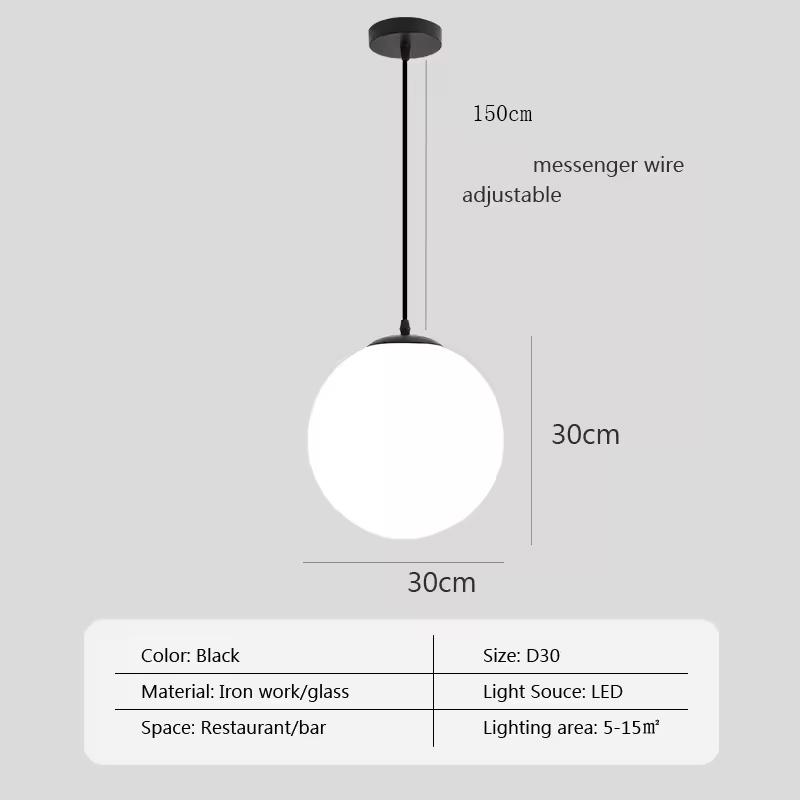 Nordic Glass Ball Pendant Lights Brass Black Hanging Lamp Modern Living Room Dining Bedroom Decor Ceiling Lighting Fixture House