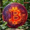 1PC Bitcoin Crypto Metal Wall Art Glitter Red Orange Sign Home Office Mining Decor