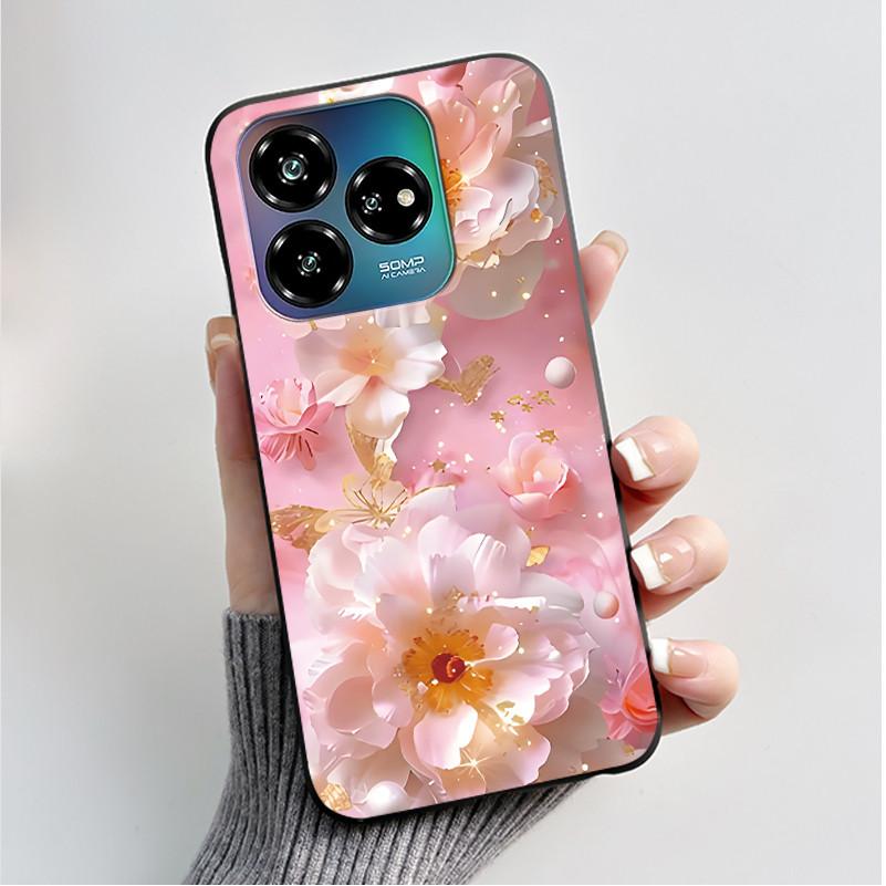 Case For ZTE Blade V60 Design 4G/Blade V60 Vita/Nubia V60 Design/Axon 60 Lite Soft Silicone Black Cover Cute Flower Cartoon Case