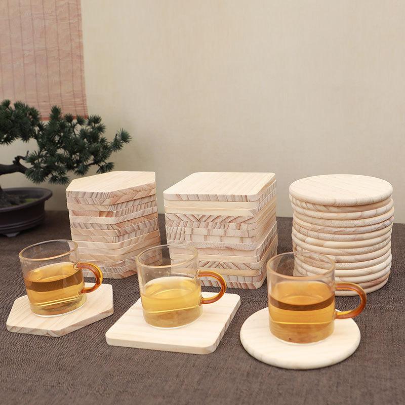 1/3/5Pcs Unfinished Natural Wood Coasters Non Slip Heat Resistant For Home Kitchen Coffee Bar Diy Projects