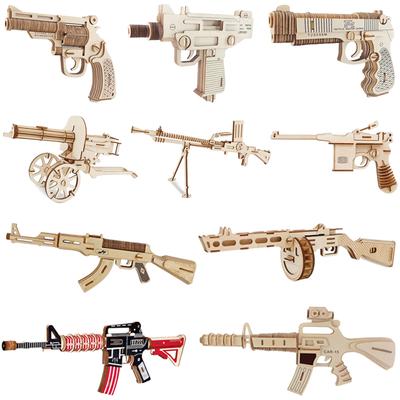 Wooden Assembly Gun Puzzle Model Pistol Rifle Ak47 3D Toy Gun Model Cannot Shoot Educational Toys For Children Adults Boys Gifts