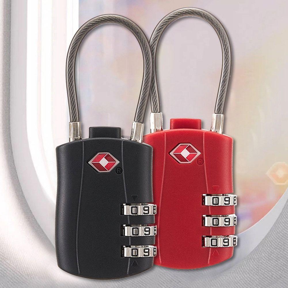 TSA Customs Password Lock Anti-theft Wire Rope Padlock Durable 3 Digit Combination Lock  Travel
